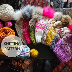 KNITTING PATTERN - The Dancing Waters Hat, Super Bulky Knit Hat Pattern