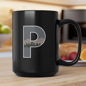 Portland Maine Skyline Coffee Mug Cobblestone Series Matte Black 15oz Ceramic Mug Maine Inspired Minimalist Portland Maine Gift For All.