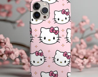 Süße Pink Kitty Handyhülle, Kawaii Case, iPhone 16 15 14 13 12 11 X Pro Plus Max