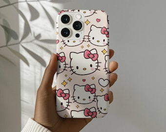 Cute Pink Kitty Phone Case iPhone 16 15 14 13 12 11 X Pro Plus Max, Birthday Gift