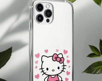 Cute Clear Kitty Phone Case iPhone 16 15 14 13 12 11 X Pro Plus Max, Birthday Gift
