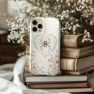 Beautiful Spider Web Floral Case iPhone 16 15 14 13 12 11 X Pro Plus Max