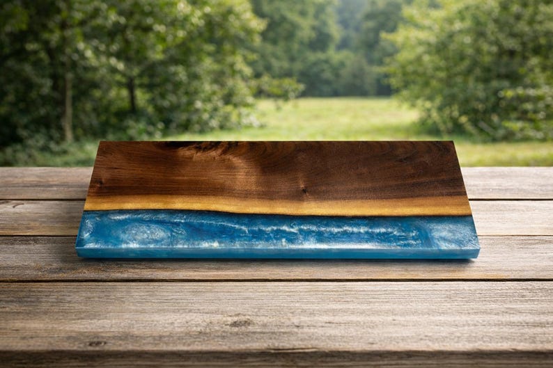 Epoxy Riser Handmade Walnut & Blue Epoxy Riser | Desk Shelf Decor - Etsy