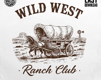 Western Wagon Png Cowboy Clipart Digital Download Ranch Design Wild West Vintage Illustration Horse Trail Pioneer Graphic Sublimation File