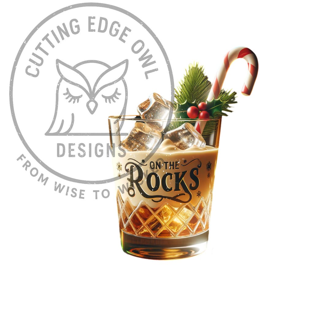 On The Rocks Sign On the Rocks Drink Png, Christmas Cocktail Clipart, Holiday Drink ...