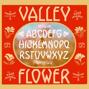 Valley Flower - Vintage Sans Serif, Retro Camp Font, Outdoor Font, Woodcut Lettering, Trail Sign Font,  Procreate Font, Cricut Font