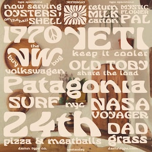 Yesterday - Funky Retro Font, Art Nouveau Font, 70s Font, Vintage Groovy Font, Psychedelic Font,  Fun Font, Procreate Font, Cricut Font