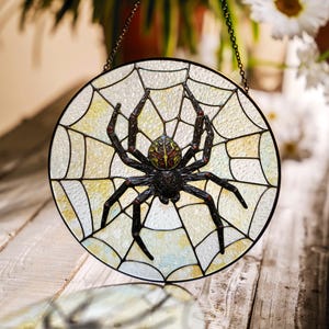 サンキャッチャー ステンドグラス 蜘蛛の巣 ハロウィン ギフト お母さんへ