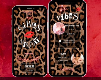 Leopard cherry Girls night out invitation, girls night in invite, ladies night animated video invite, leopard cherry invite