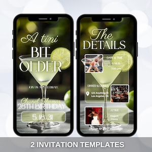 A Tini Bit Older birthday invitation, dirty martini women’s party digital invite, cocktail birthday invitation, cocktail party invitation