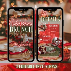 Christmas brunch invitation, Christmas party invitation, friendsmas digital brunch invite, Christmas brunch Evite, Christmas invitation