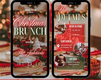 Christmas brunch invitation, Christmas party invitation, friendsmas digital brunch invite, Christmas brunch Evite, Christmas invitation