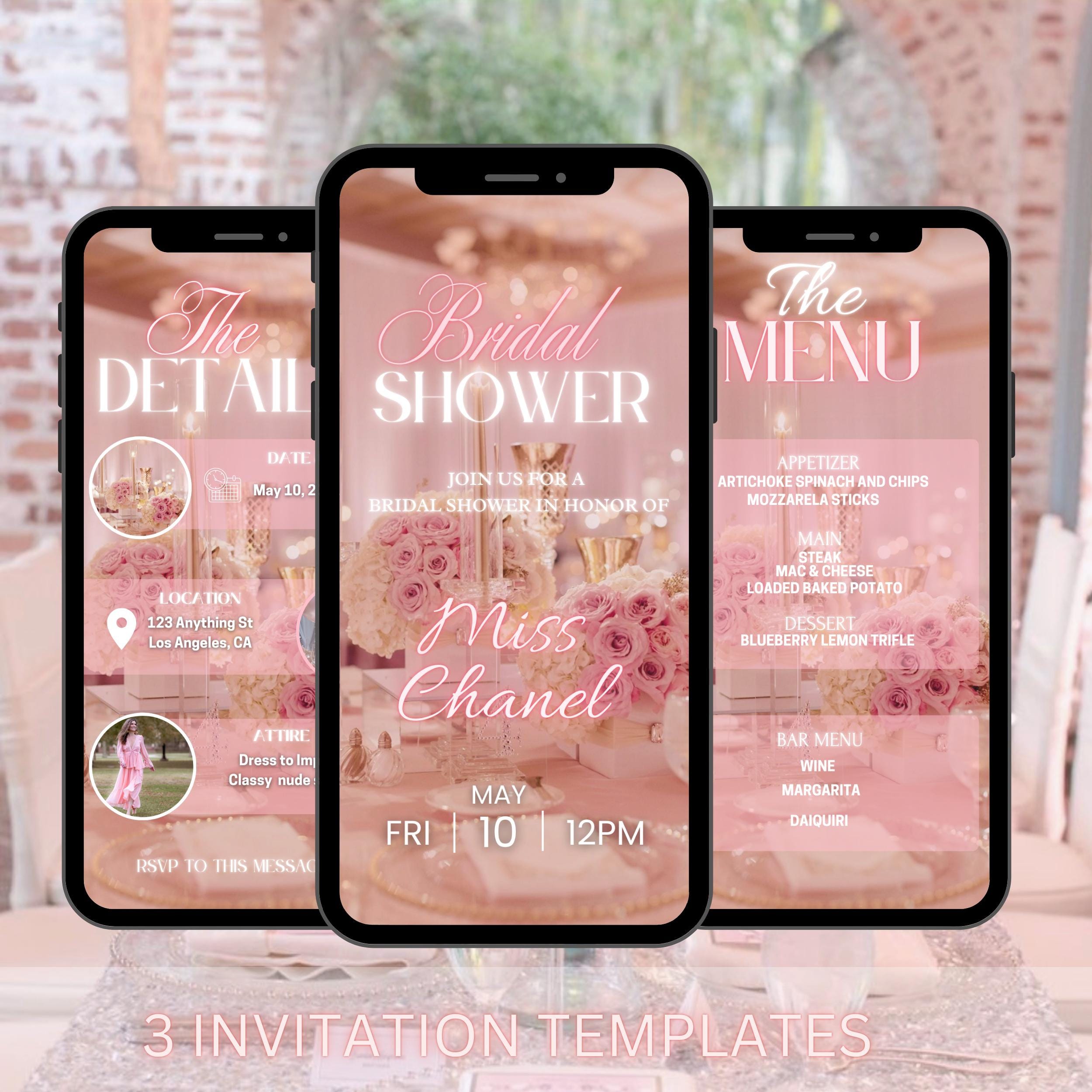 Bridal Shower Invitation, Regency Society Bridal Shower Brunch Invitation, Animated Invitation, Pink Elegant Bachelorette Invite, Wisteria