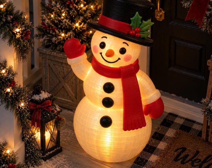 1:12 Scale Christmas Snowman Blow Mold – Light-Up Miniature Snowman