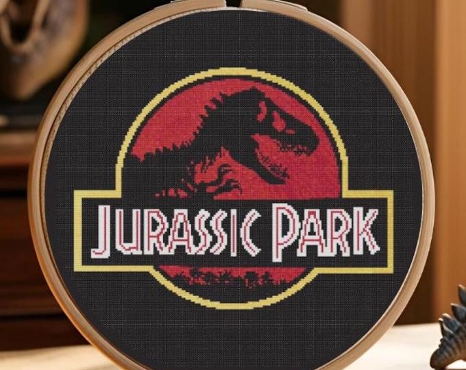 Jurassic Park Logo Cross Stitch Pattern – PDF INSTANT DOWNLOAD