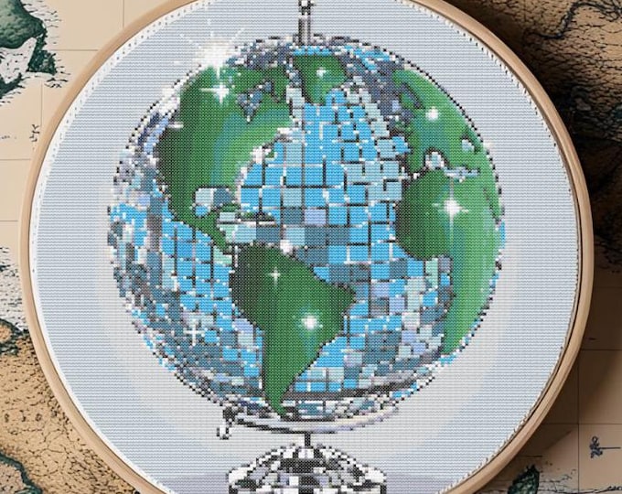 Disco Ball Globe Cross Stitch Pattern | Digital Download