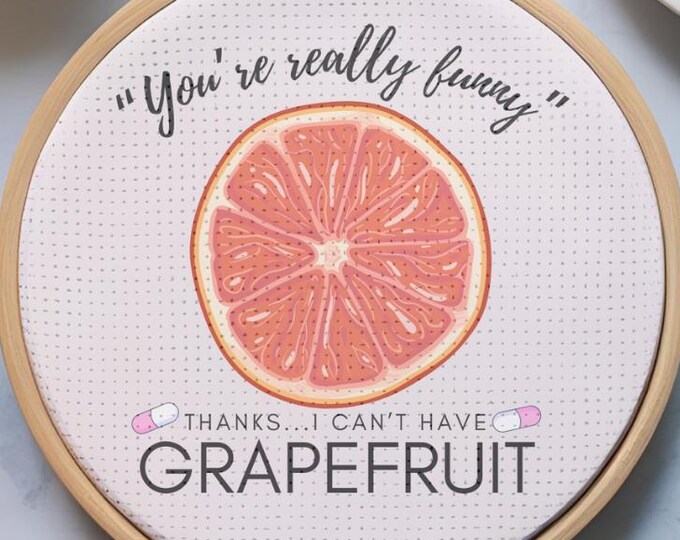 Grapefruit-Free Compliment Cross Stitch Pattern – PDF INSTANT DOWNLOAD