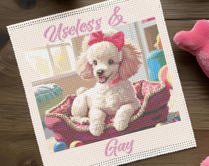 Useless & Gay - Cute Poodle Cross Stitch Pattern | Digital Download