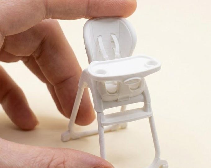 1:12 Scale Dollhouse High Chair Miniature Baby Feeding Seat – Unpainted Dollhouse Furniture