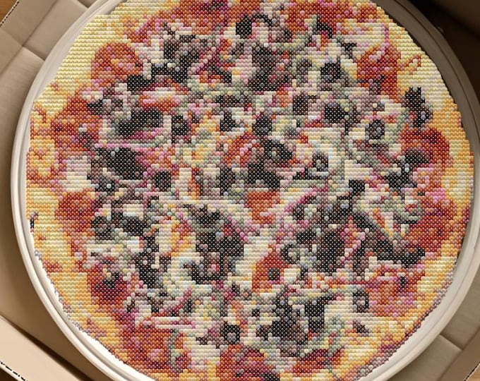 Supreme Pizza Cross Stitch Pattern – PDF INSTANT DOWNLOAD