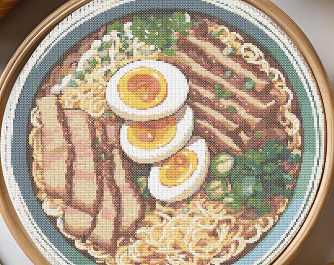 Delicious Ramen Bowl Cross Stitch Pattern – PDF INSTANT DOWNLOAD