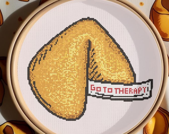 Fortune Cookie Says: "Go to Therapy" Cross Stitch Pattern – PDF INSTANT DOWNLOAD