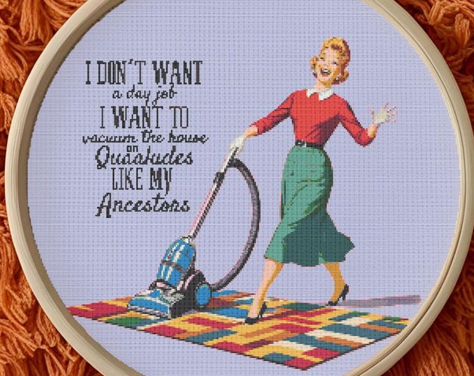 Vintage Housewife on Quaaludes Cross-Stitch Pattern PDF INSTANT DOWNLOAD