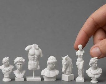 1:12 Scale Classical Sculptures – Roman Busts, Venus de Milo, David, Caesar (Unpainted)
