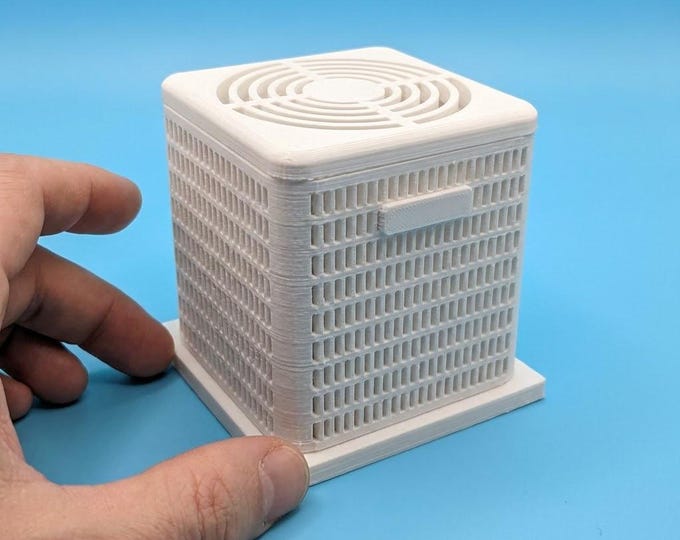 1:12 Scale Dollhouse Air Conditioner Unit – Miniature HVAC on Slab (Unpainted)