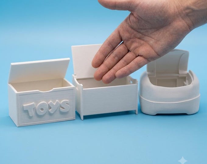 1:12 Scale Dollhouse Toy Boxes – Opening Lid Miniature Nursery Storage (Unpainted 3D Print)
