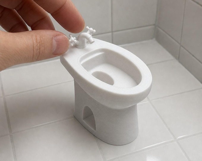 1:12 Scale Dollhouse Bidet – Miniature Bathroom Fixture – Physical 3D Printed Dollhouse Accessory – Unpainted