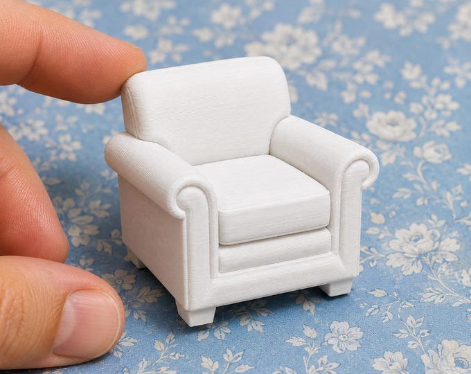 1:12 Scale Miniature Club Armchair – Unpainted 3D Printed Dollhouse Furniture (Physical Item)