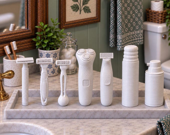 1:12 & 1-6 Scale Dollhouse Razors and Shaving Essentials | 3D Printed Miniature Bathroom Accessories