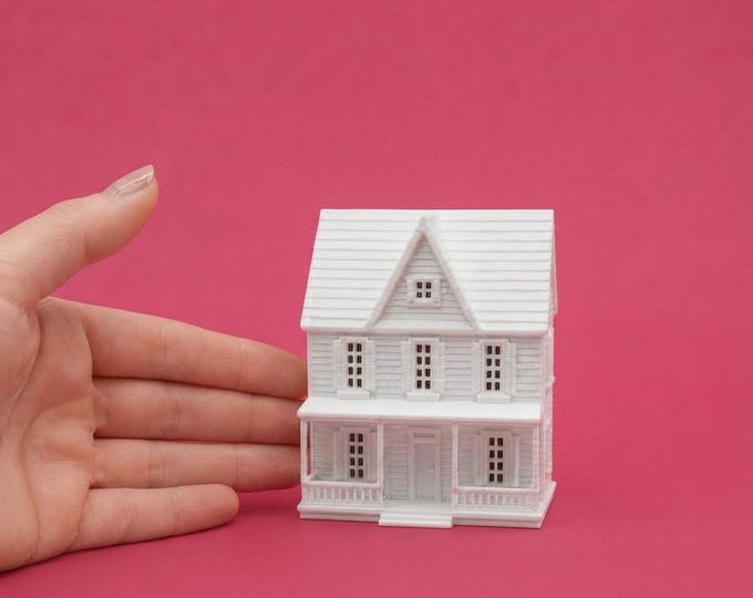1:12 Scale Dollhouse Dollhouse – 3 Story Mini Home with Shutters & Porch – Unpainted