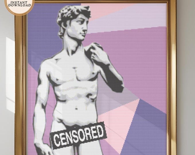 Censored David Cross Stitch Pattern – PDF INSTANT DOWNLOAD