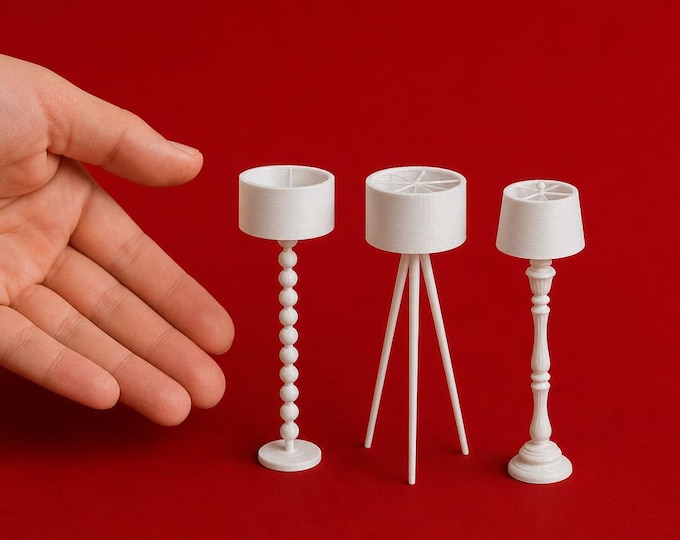 1:12 Scale 3D Printed Floor Lamps – Modern, Tripod, Traditional Miniature Styles