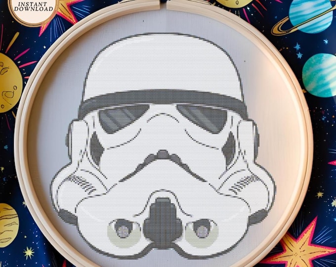 Stormtrooper Helmet from Star Wars Cross Stitch Pattern – PDF INSTANT DOWNLOAD