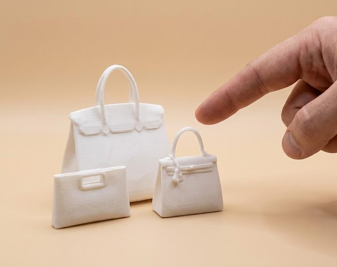 1:12 Scale Dollhouse Purse Trio – Unpainted Miniature Handbag, Clutch Accessories
