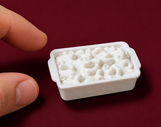 1:12 Scale Dollhouse Macaroni Cheese Casserole – Miniature 3D Printed Food (Unpainted)
