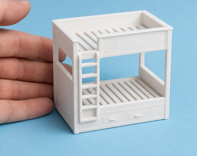 1:12 Scale Classic Bunk Bed – Dollhouse Bedroom Furniture – Physical Miniature Print