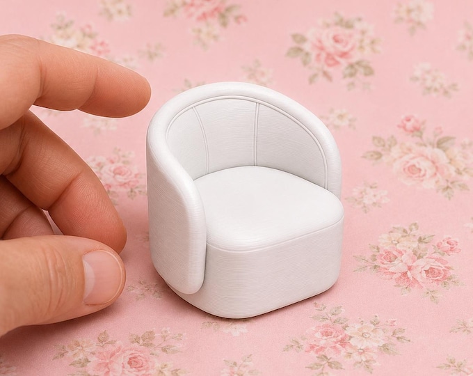 Modern Barrel Chair – 1:12 Scale Dollhouse Miniature, Unpainted 3D Printed Furniture