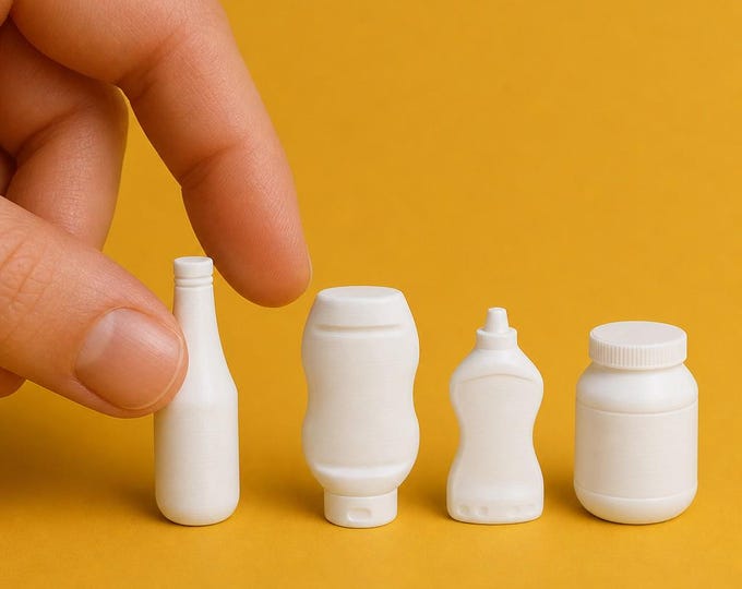 1:12 Scale Dollhouse Condiment Bottles, Miniature Ketchup Mustard Mayonnaise Set