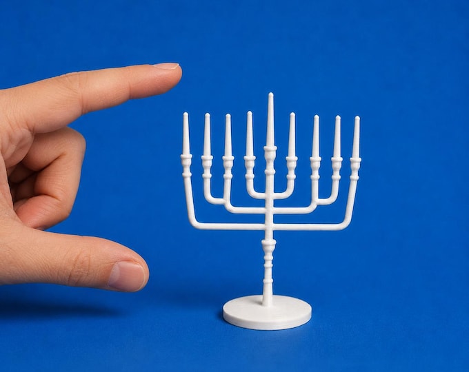 1:12 Scale Miniature Hanukkah Menorah | Dollhouse Hanukkiah | 3D Printed Jewish Holiday Decor