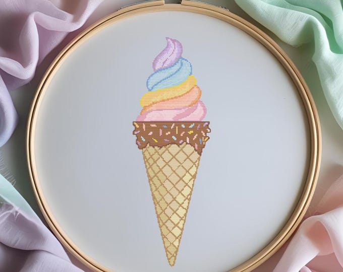 Rainbow Soft Serve Delight – Cross Stitch Pattern
