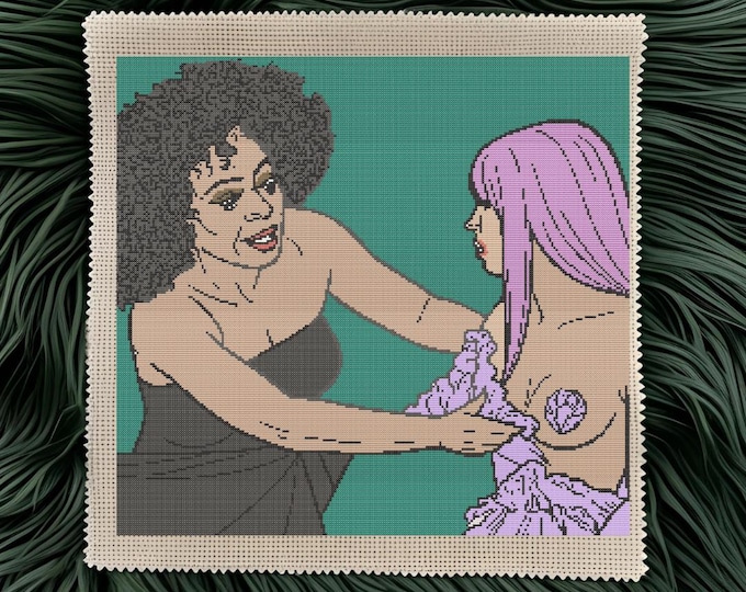 Diana Ross & Lil’ Kim VMAs Cross Stitch Pattern | Iconic Pop Culture Embroidery | DIGITAL DOWNLOAD