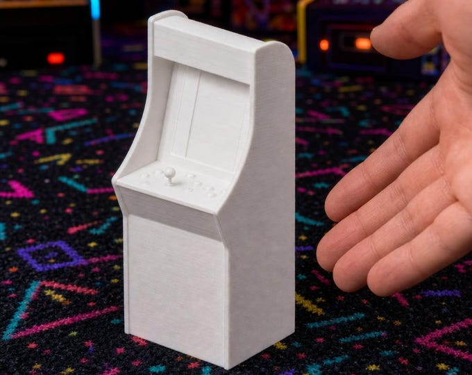 1:12 Scale Miniature Arcade Cabinet – Unpainted Retro Gaming Machine (Physical Print)