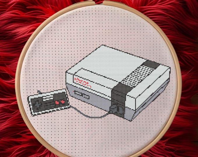NES Cross Stitch Pattern | Retro Nintendo Console and Controller | Gamer Nostalgia Embroidery | DIGITAL DOWNLOAD