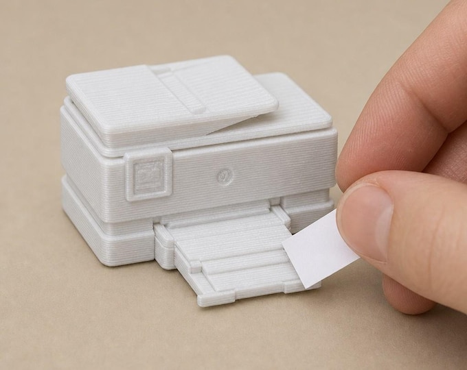 1:12 Scale Desktop Printer Miniature | Unpainted 3D Printed Office Accessory