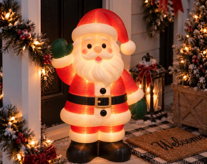 1:12 Scale Light-Up Santa Blow Mold – Christmas Dollhouse Decoration