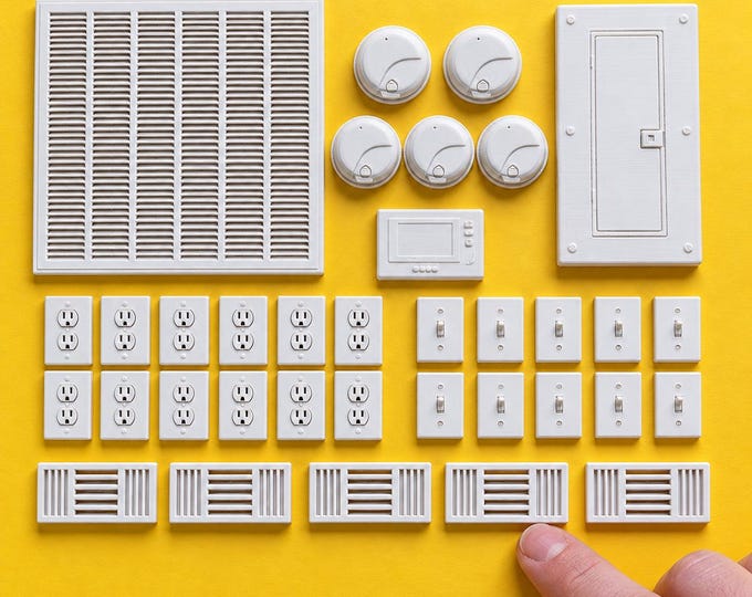 1:12 Scale Dollhouse Essentials Bundle | Miniature Electrical, HVAC, Thermostats & Safety Set